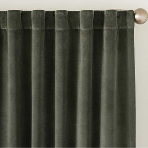 50 x 108 Pottery Barn Velvet Twill Blackout Curtain Moss Green